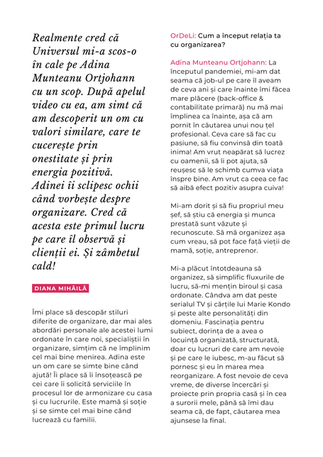 Textseite des ordeli.ro-Interviews mit hervorgehobenem Zitat von Diana Mihaila