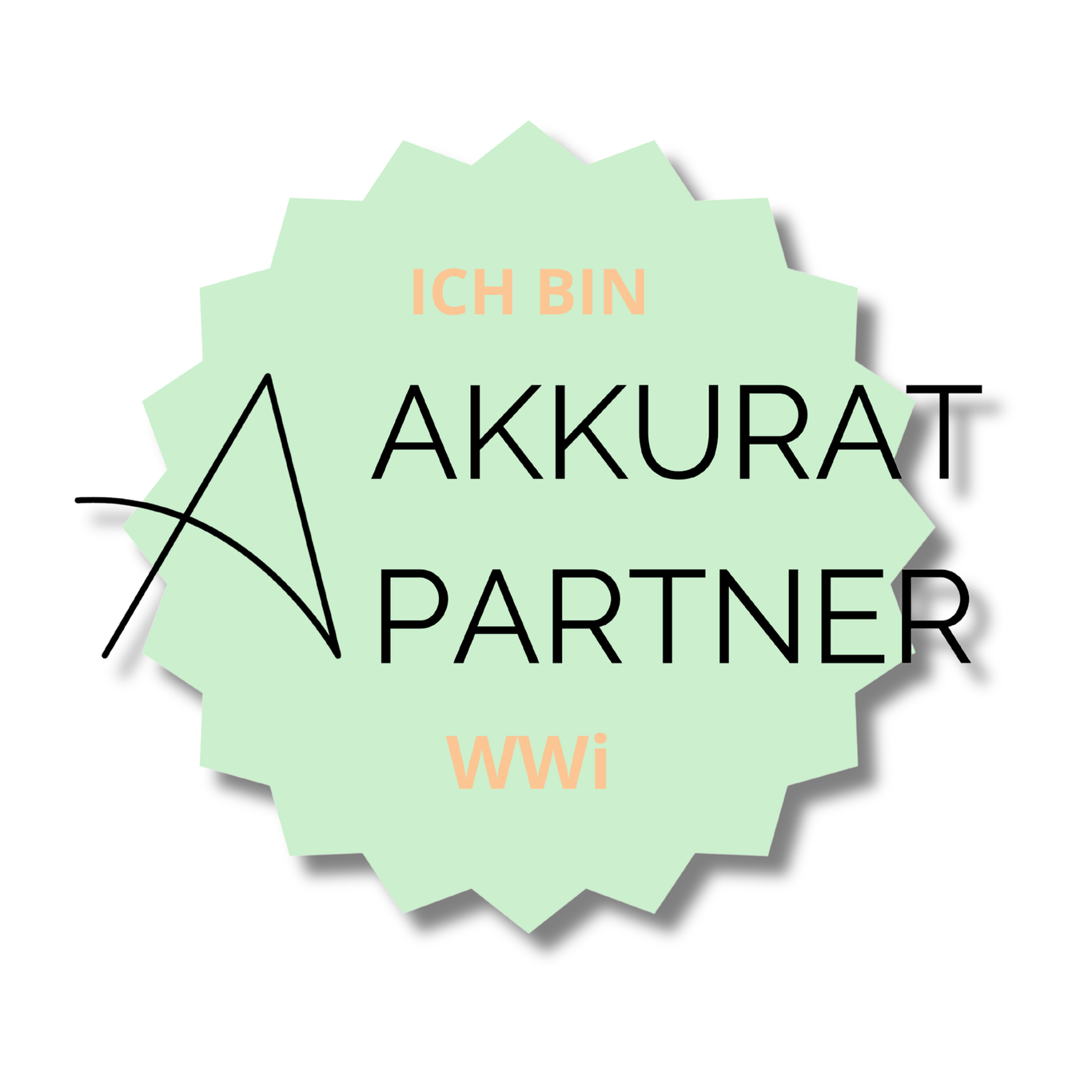 Partner-Badge mit der Aufschrift: Ich bin Akkurat Partner WWI